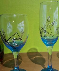 Verres peint à la main motif libellules
