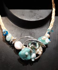 Collier spirale turquoise