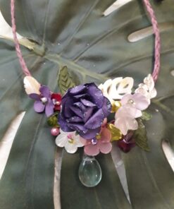 Collier raphia jardin fleuri