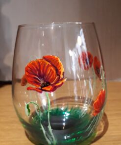 Verre à eau peint à la main Coquelicots