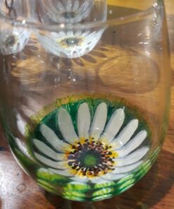 Verre à eau Marguerites peint à la main