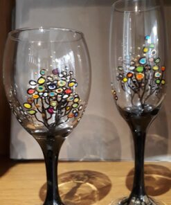 verres peint à la main motifs arbres de vie
