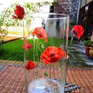 Tasse en verre :fleurs des champs. - Terre Nacrée